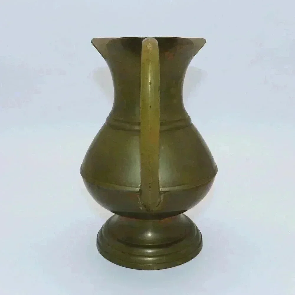 Vintage Solid Brass Pitcher Vase Made in India Signed P.182.Plain